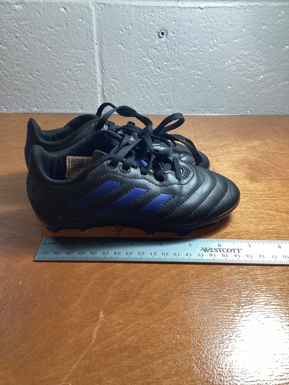 adidas Kids Black and Blue Soccer Sneakers - Lace-Up